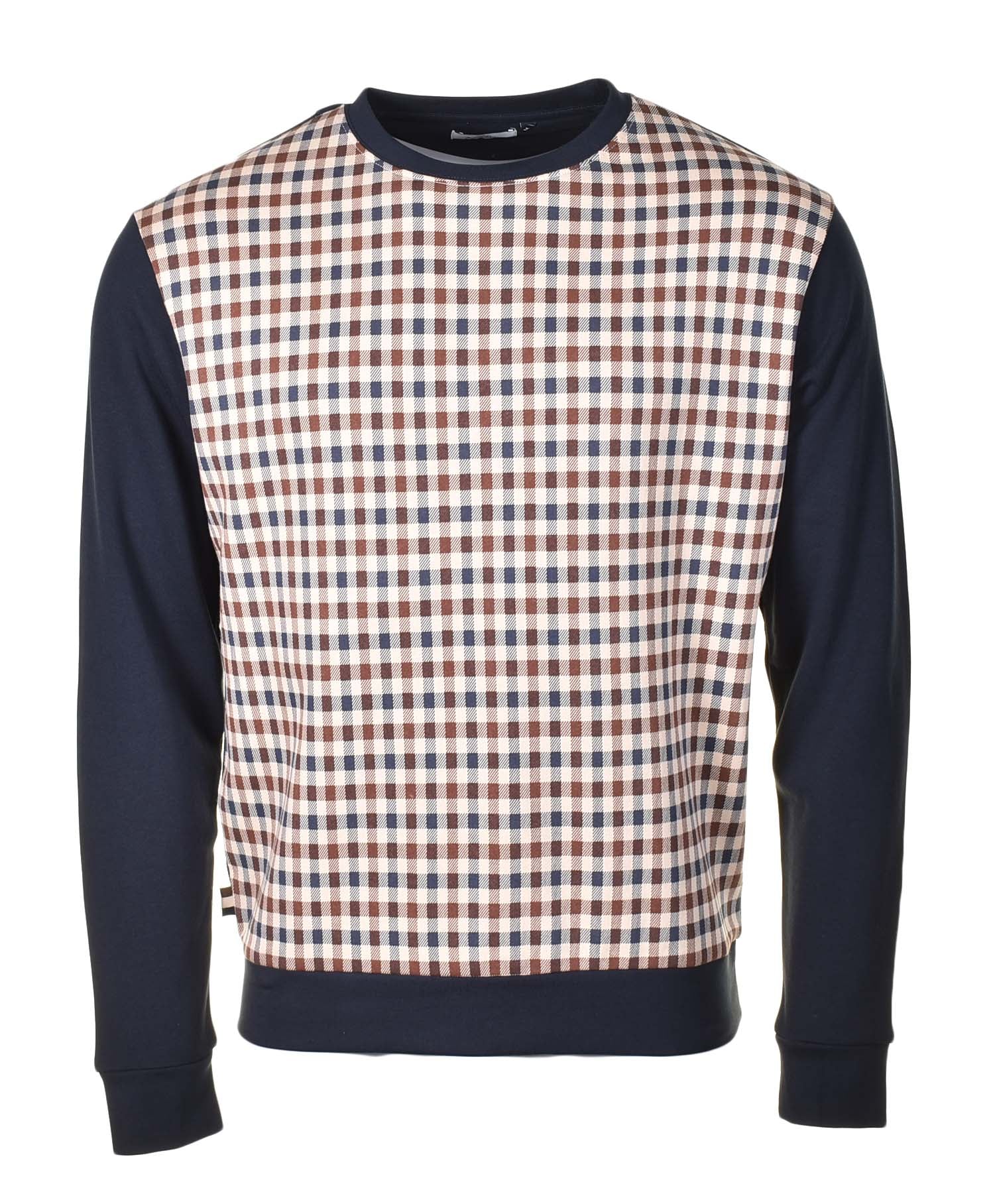 Active Club Check Crew Neck Sweatshirt Navy