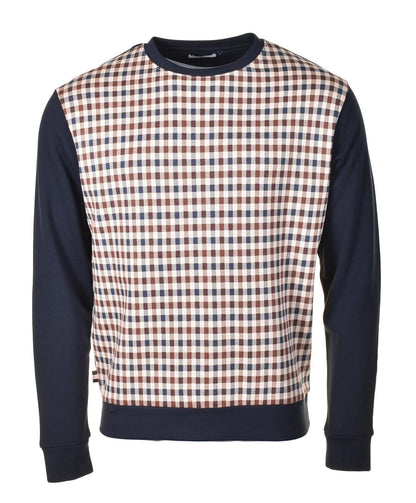 Active Club Check Crew Neck Sweatshirt Navy