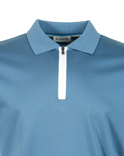 Short Sleeve Silicone Zip Polo Shirt Teal
