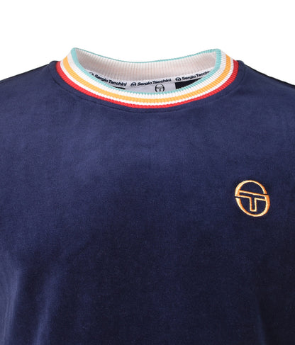 Slice Tee Velour T Shirt Maritime Blue Gold