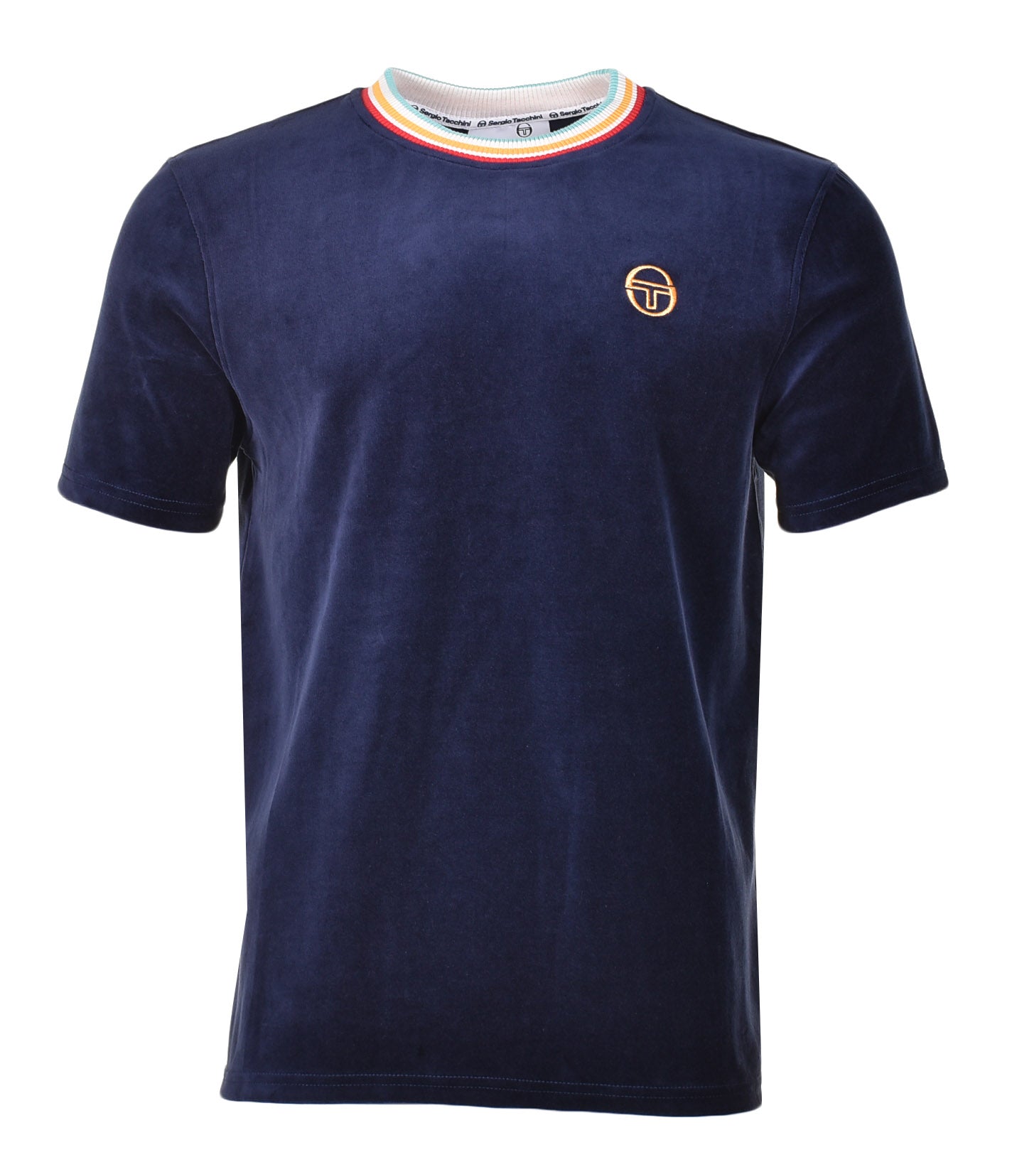 Slice Tee Velour T Shirt Maritime Blue Gold