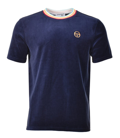Slice Tee Velour T Shirt Maritime Blue Gold