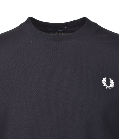 Tipped Cuff Pique T Shirt Black