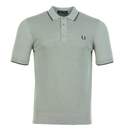 Short Sleeve Pique Stitch Knitted Polo Shirt Bayleaf