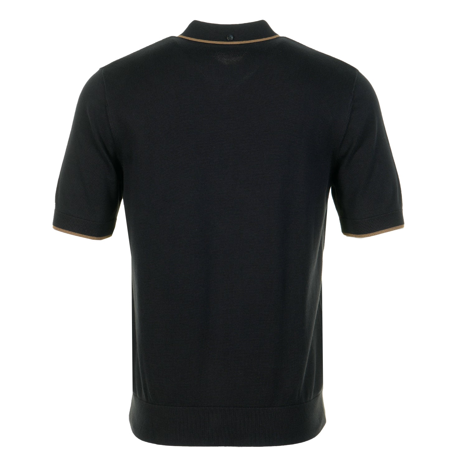 Short Sleeve Pique Stitch Knitted Polo Shirt Black