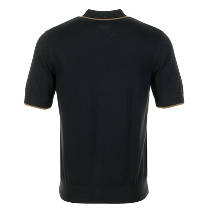 Short Sleeve Pique Stitch Knitted Polo Shirt Black