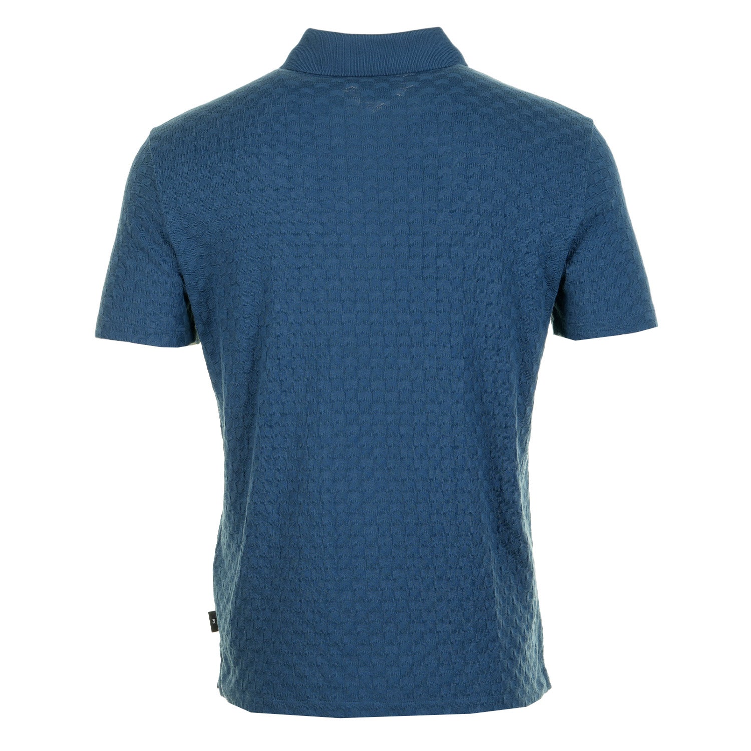 Short Sleeve Zip Textured Polo Shirt Indigo