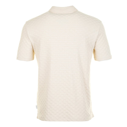 Short Sleeve Zip Textured Polo Shirt Off White