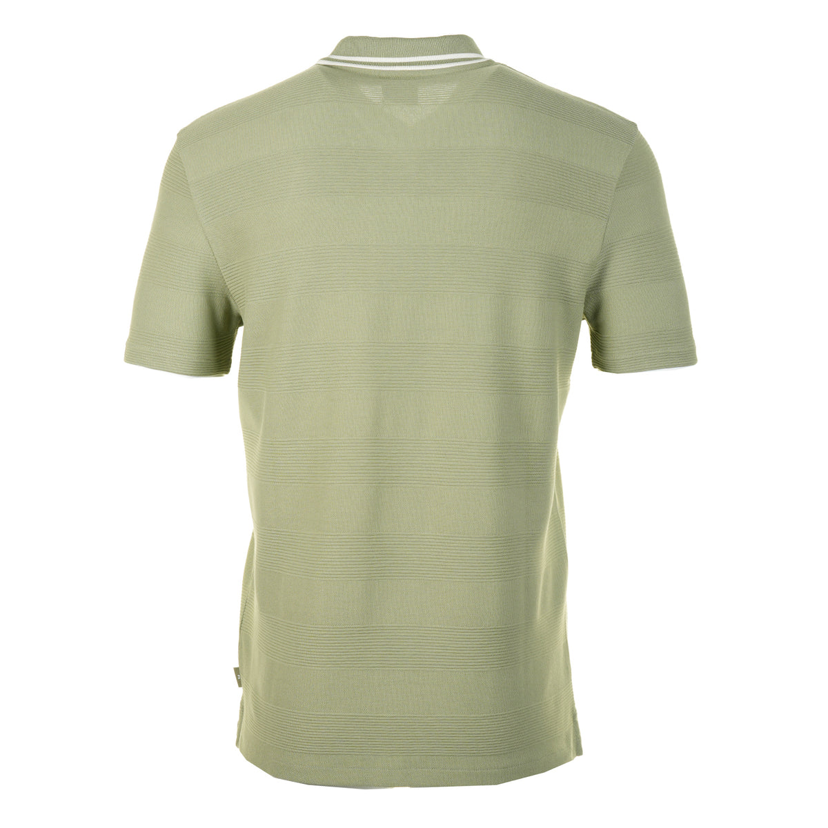 Short Sleeve Zip Textured Tipped Polo Shirt Greyish Green