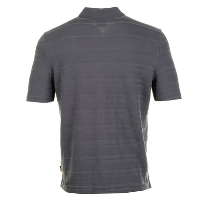 Short Sleeve Zip Textured Stripe Polo Shirt Slate