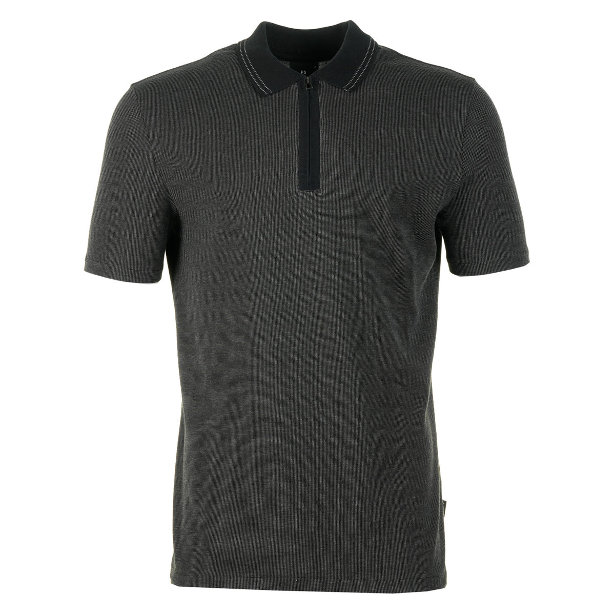 Zip Polo Shirt Stitch Black