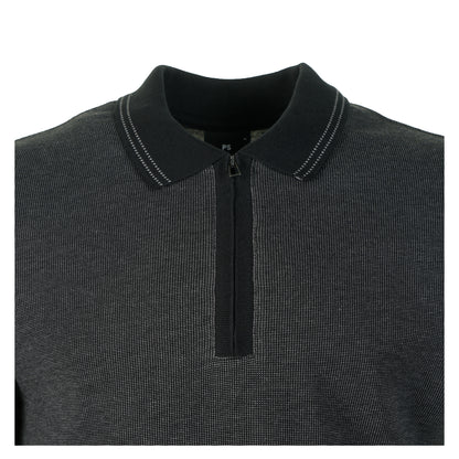 Zip Polo Shirt Stitch Black