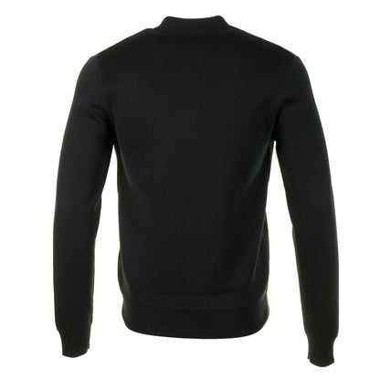 Textured Panel Zip Cardigan Black
