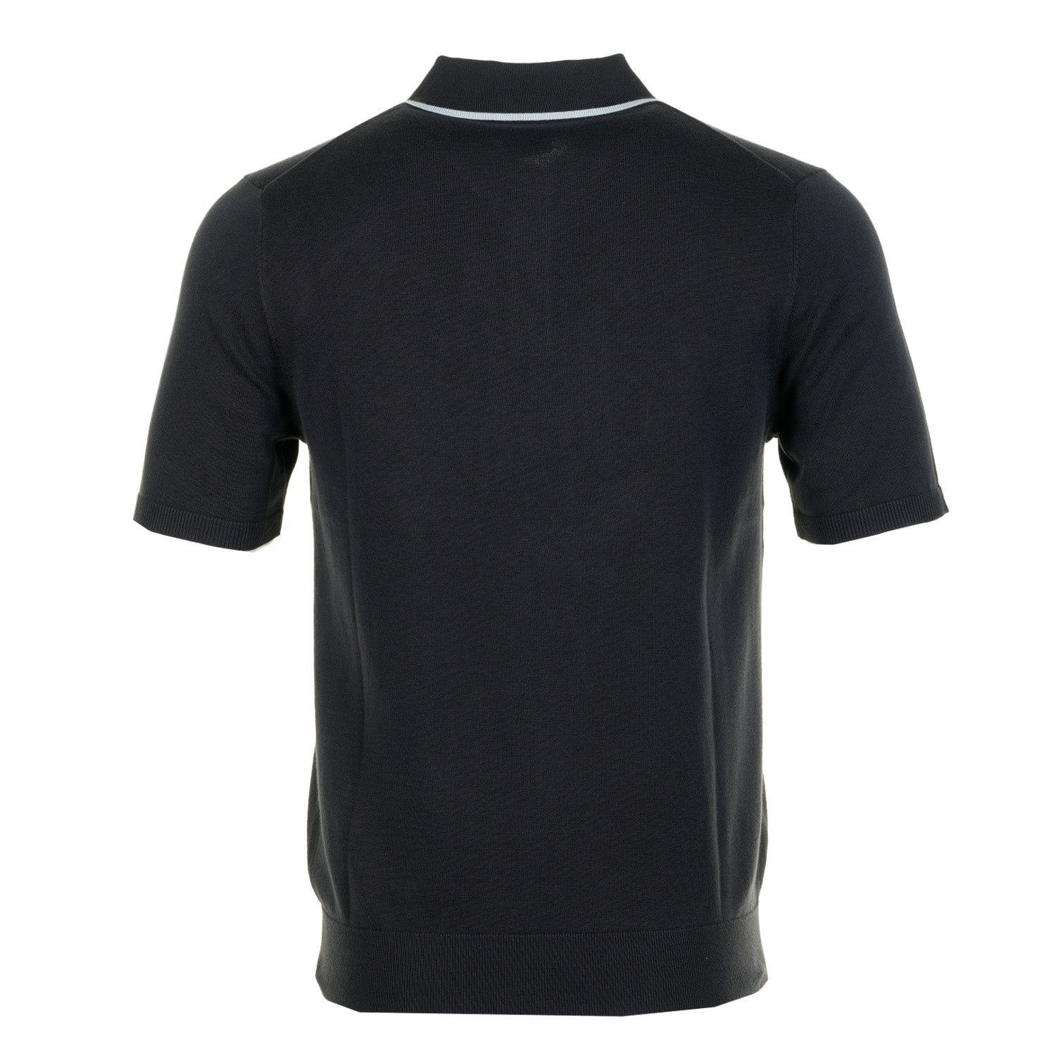 Knitted Short Sleeve Tipped Polo Shirt Navy