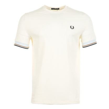 Twin Tipped Cuff Pique T Shirt Ecru