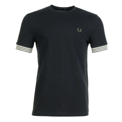 Striped Cuff  T-Shirt Black