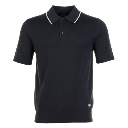 Knitted Short Sleeve Tipped Polo Shirt Navy