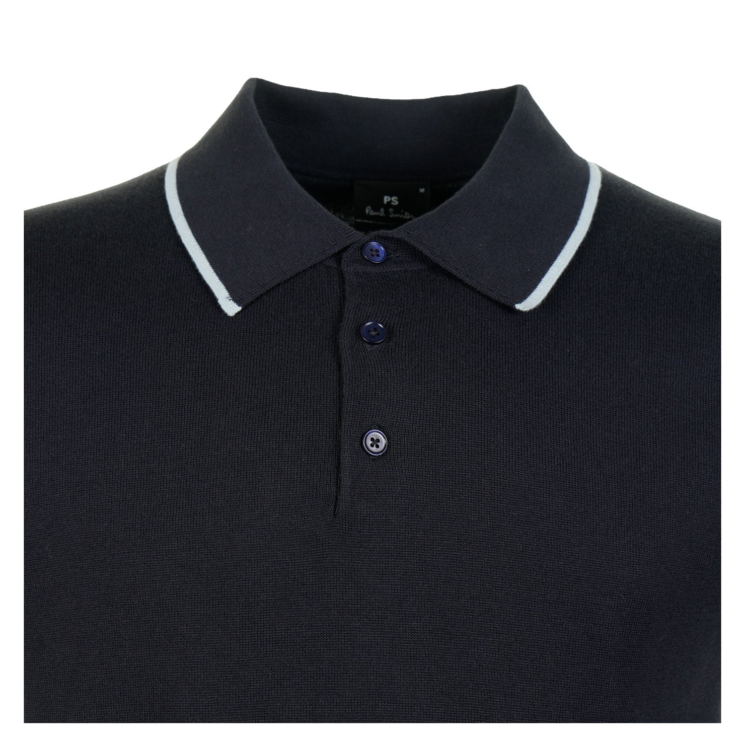Knitted Short Sleeve Tipped Polo Shirt Navy