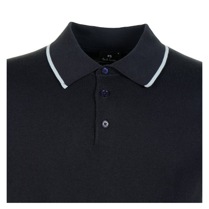 Knitted Short Sleeve Tipped Polo Shirt Navy