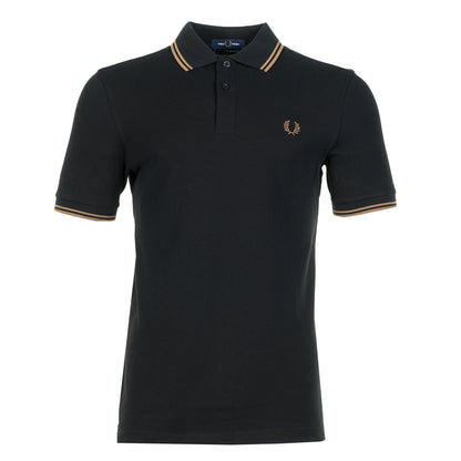 Short Sleeve Twin Tipped Polo Shirt Black Shadedstone