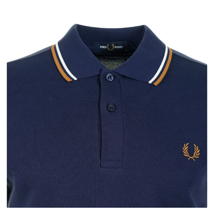 Short Sleeve Twin Tipped Polo Shirt Twilight Navy / Snow White / Dark Caramel