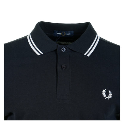 Short Sleeve Twin Tipped Polo Navy White