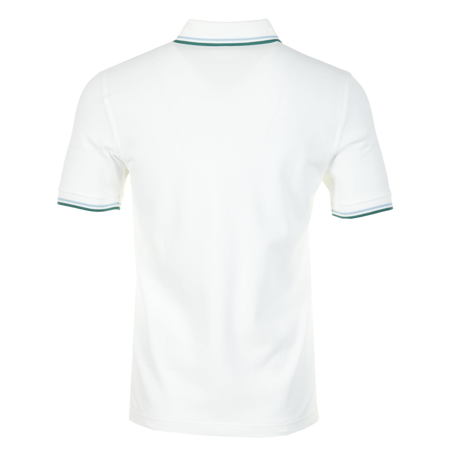 Short Sleeve Twin Tipped Polo Shirt Snow White Track Blue Sport Green