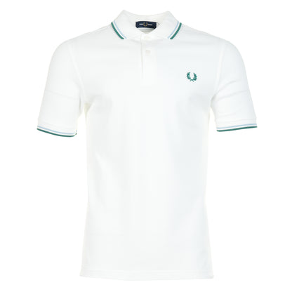 Short Sleeve Twin Tipped Polo Shirt Snow White Track Blue Sport Green