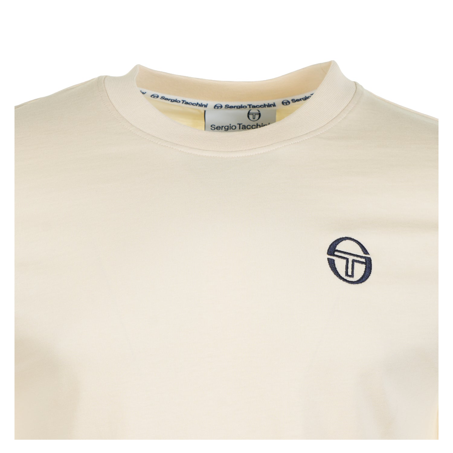 Grello Crew Neck T Shirt Sandshell Maritime Blue