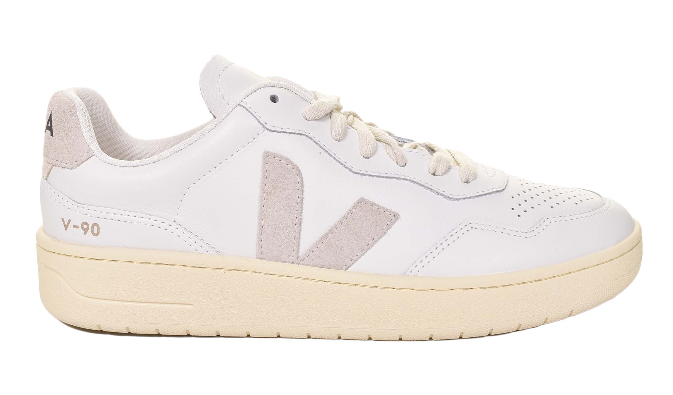 Veja V-90 O T Leather Trainers in White