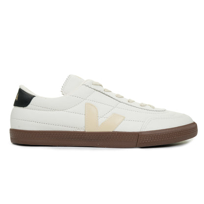 Veja Panenka OT Leather Trainers in White Black Bark
