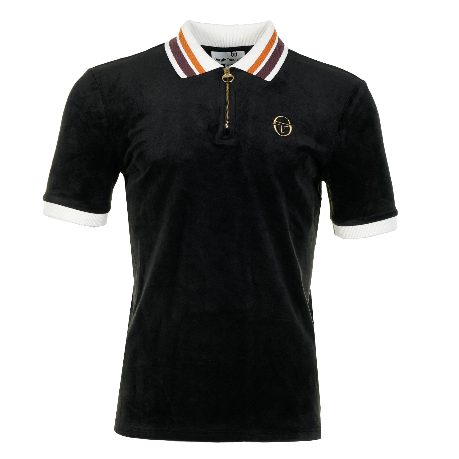 Mahony Velour Zip Polo Black & Gold