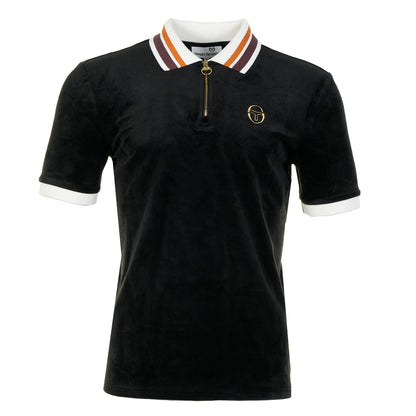 Mahony Velour Zip Polo Black & Gold