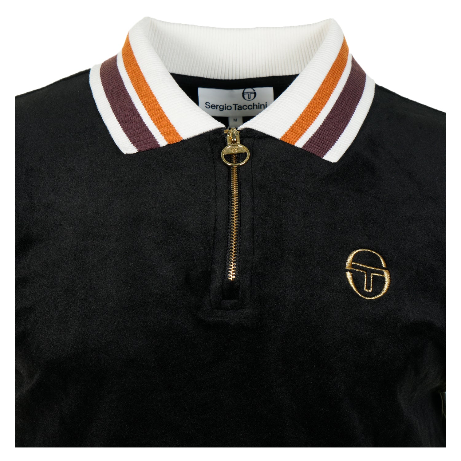 Mahony Velour Zip Polo Black & Gold