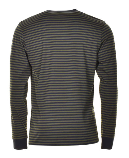 Verner Pocket Stripe Long Sleeve T Shirt Dark Navy Office Green