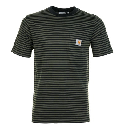 Verner Pocket Stripe T Shirt Opuntia Black