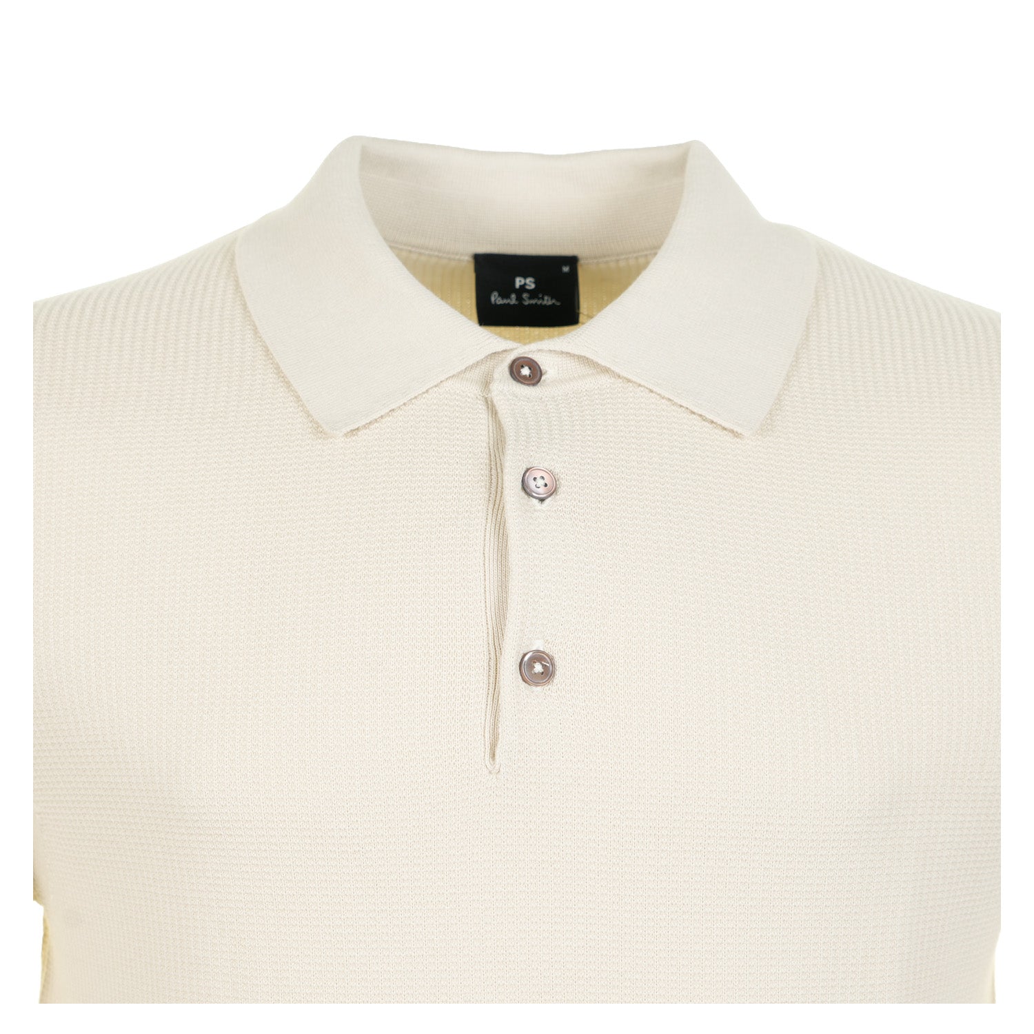 Short Sleeve Waffle Polo Shirt Beige