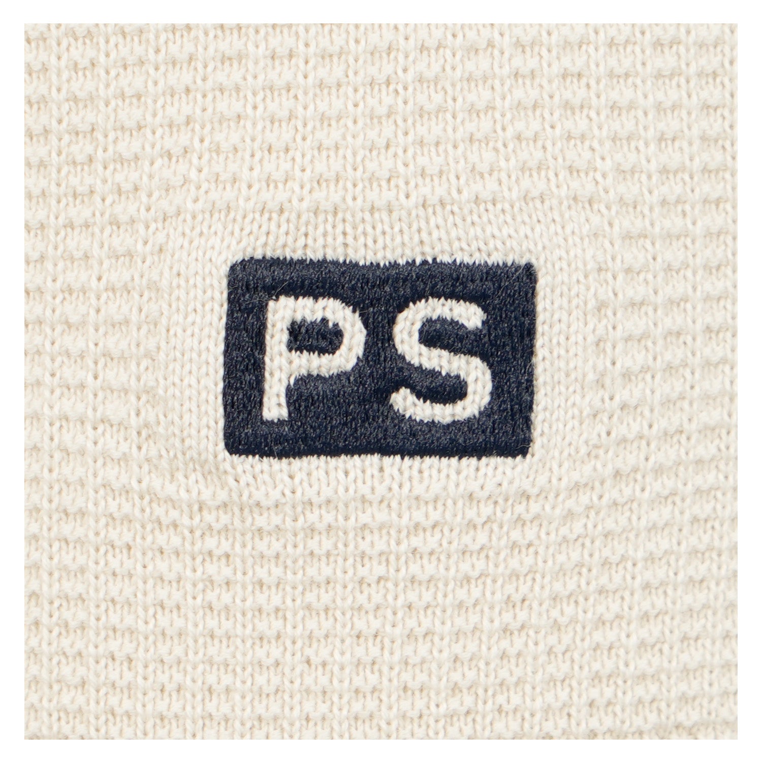 Short Sleeve Waffle Polo Shirt Beige