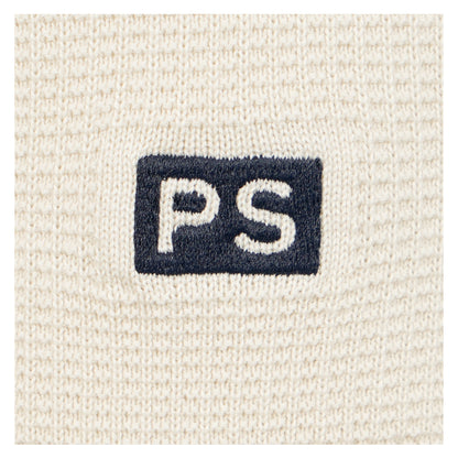 Short Sleeve Waffle Polo Shirt Beige
