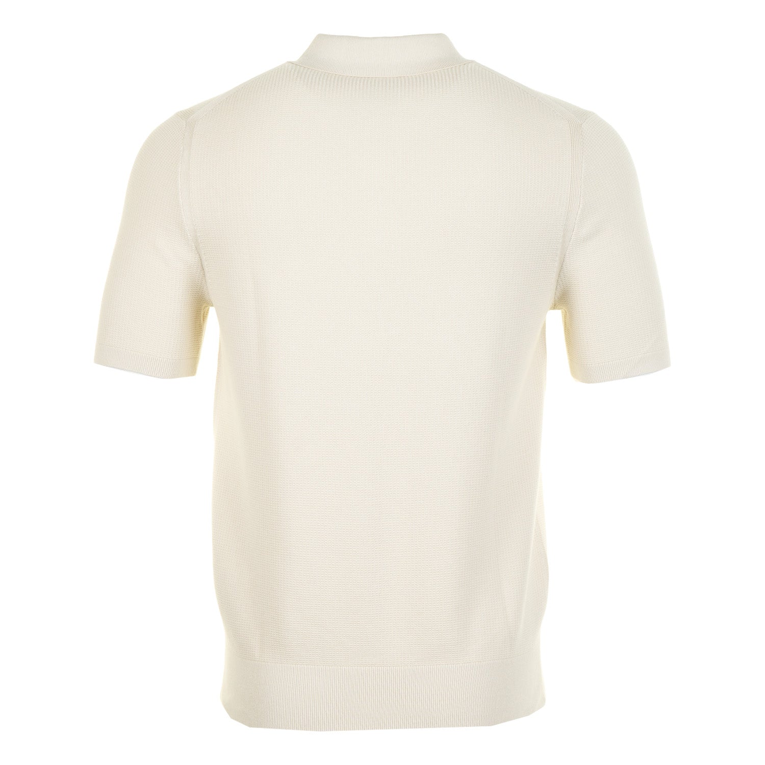 Short Sleeve Waffle Polo Shirt Beige