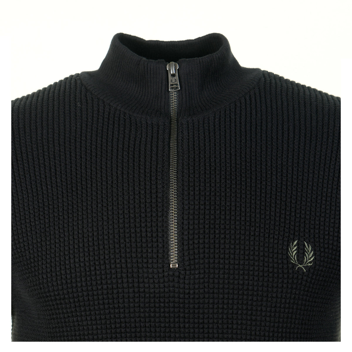 Waffle Stitch Half Zip Jumper Black