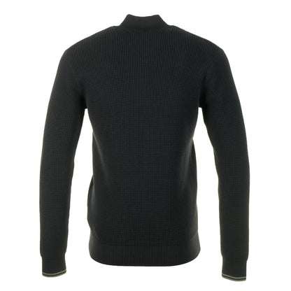 Waffle Stitch Half Zip Jumper Black