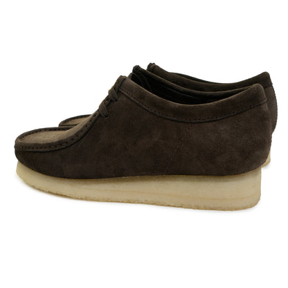 Side view of Clarksr Originals Wallabee Shoe Dark Brown Suede