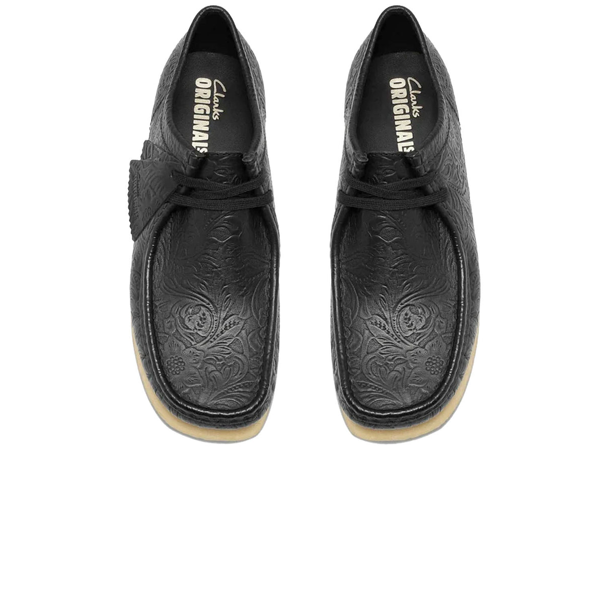 Wallabee Black Leather Embossed