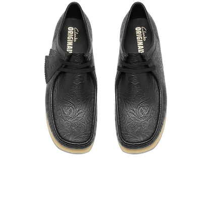 Wallabee Black Leather Embossed