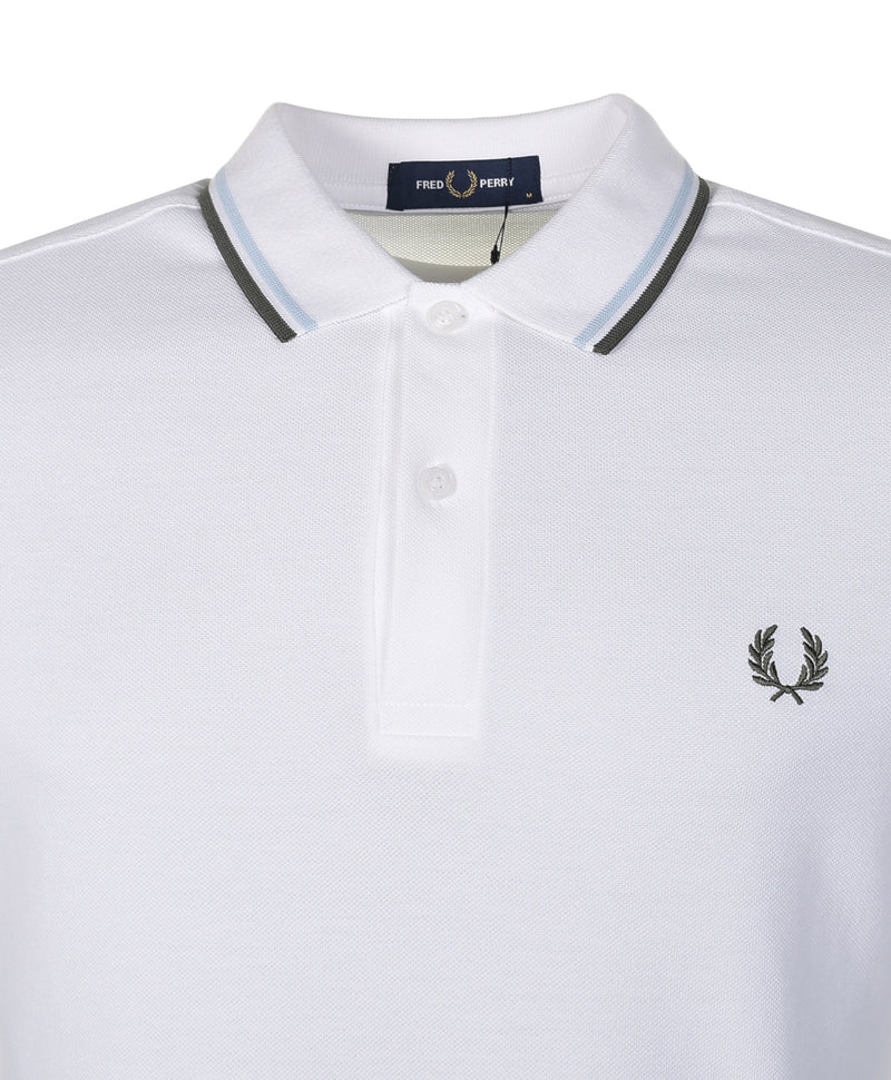 Fred Perry Twin Tipped Polo Shirt White Light Ice Field Green – Ragazzi ...