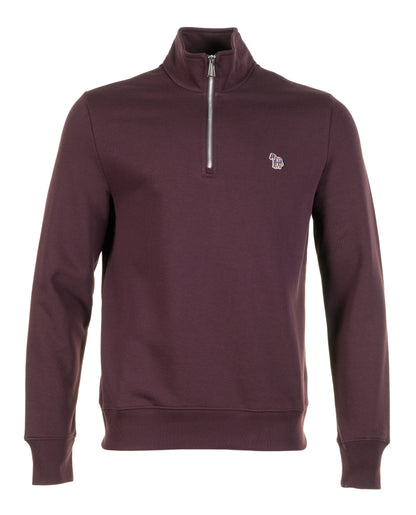 Zebra Half Zip Sweatshirt Very Dark Red