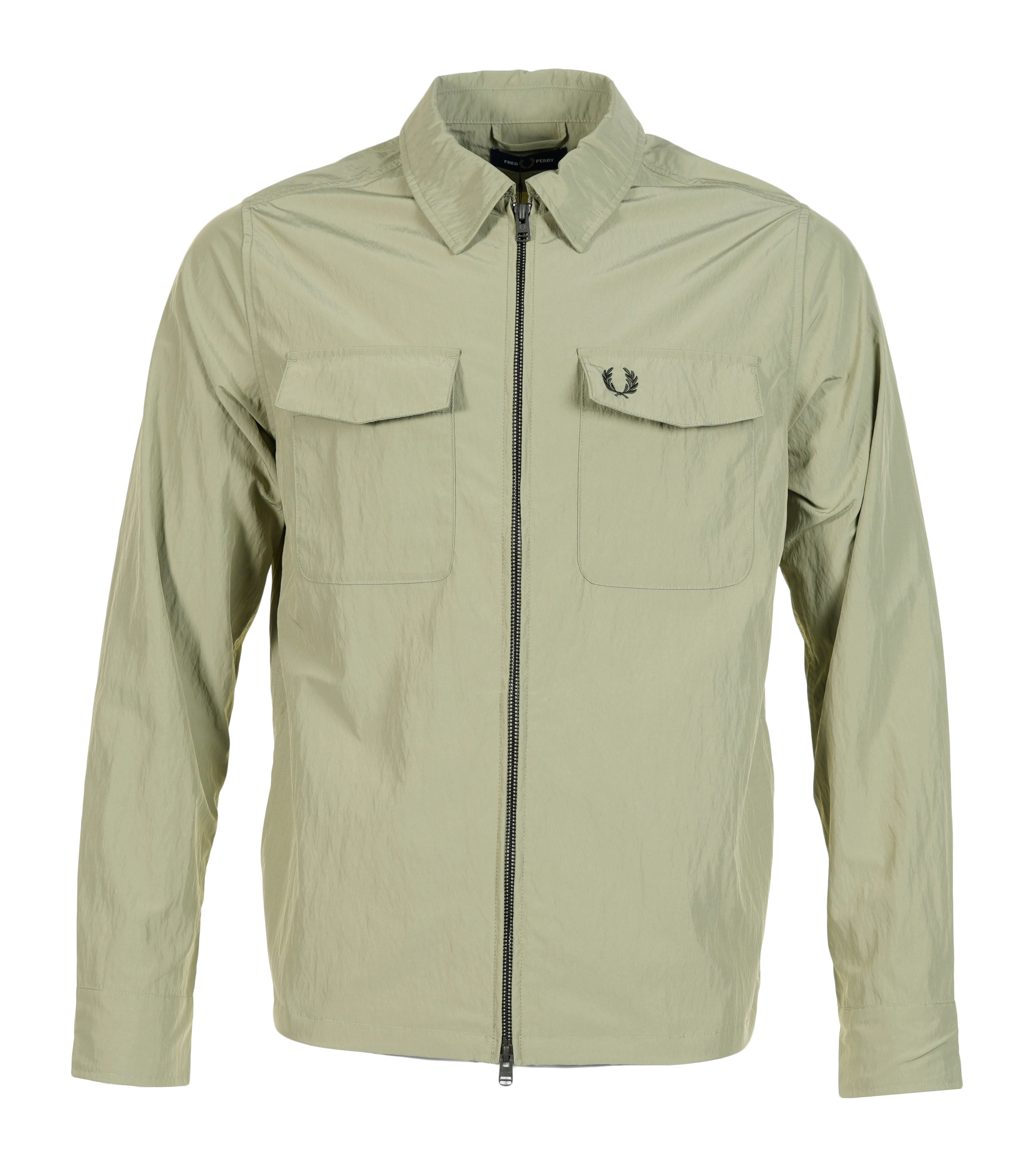 Fred Perry Zip Through Overshirt Olive Mint