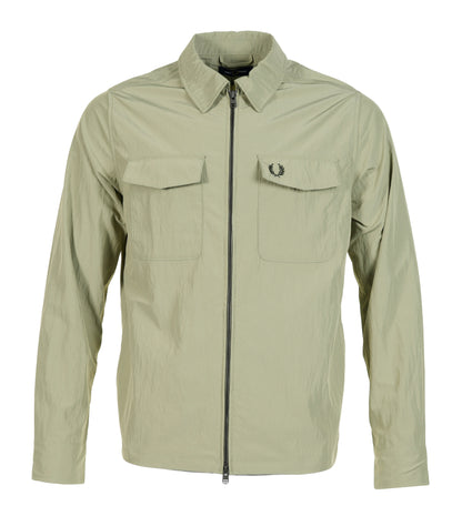 Fred Perry Zip Through Overshirt Olive Mint