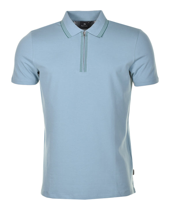 Regular Fit Short Sleeve Zip Polo Shirt Cobalt